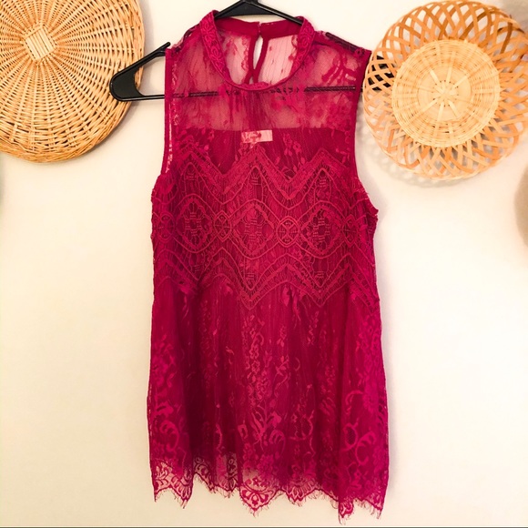 entro Tops - Urban Outfitters Entro High Neck Lace Shirt